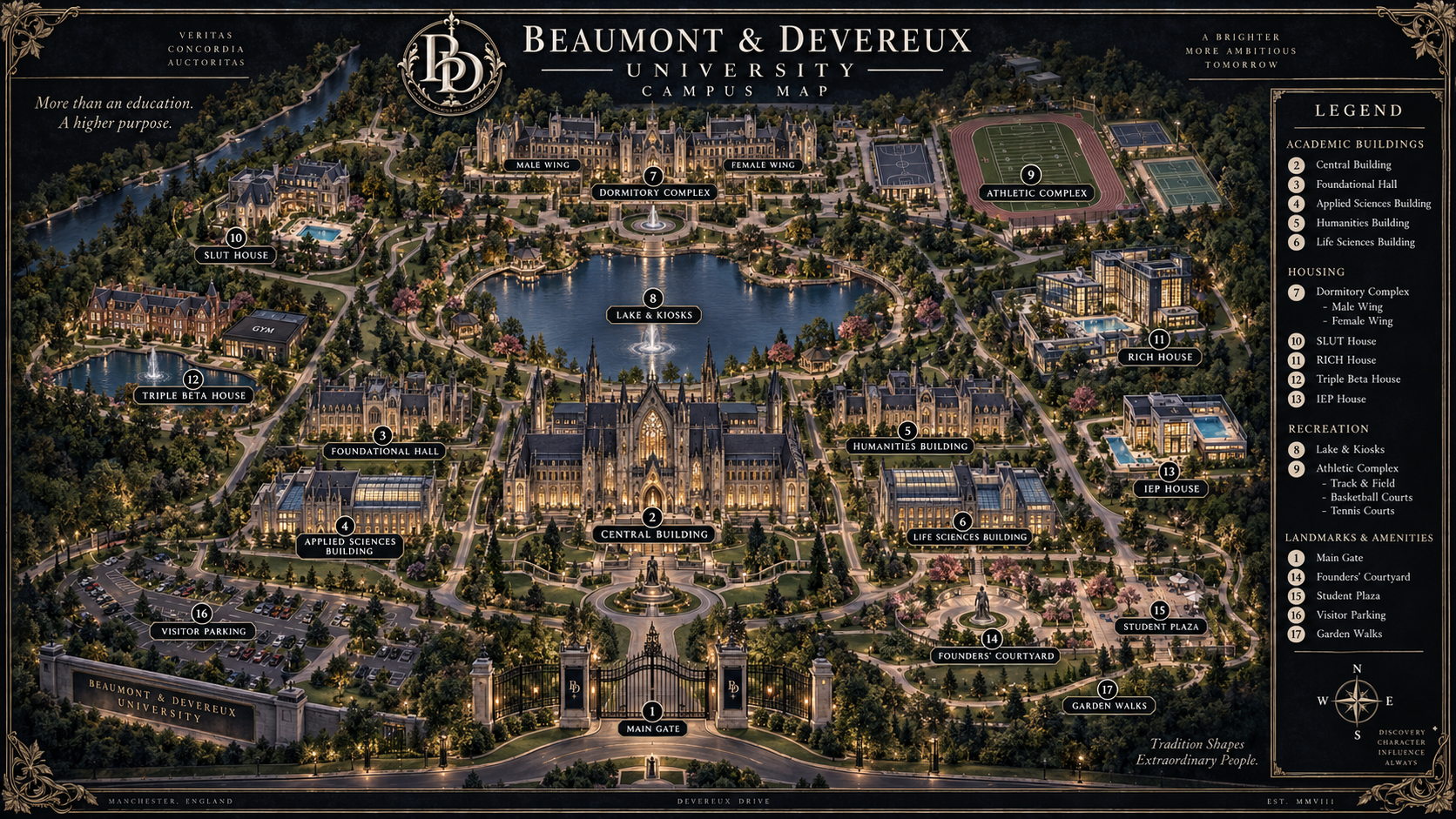 Panoramic map of the B&D campus